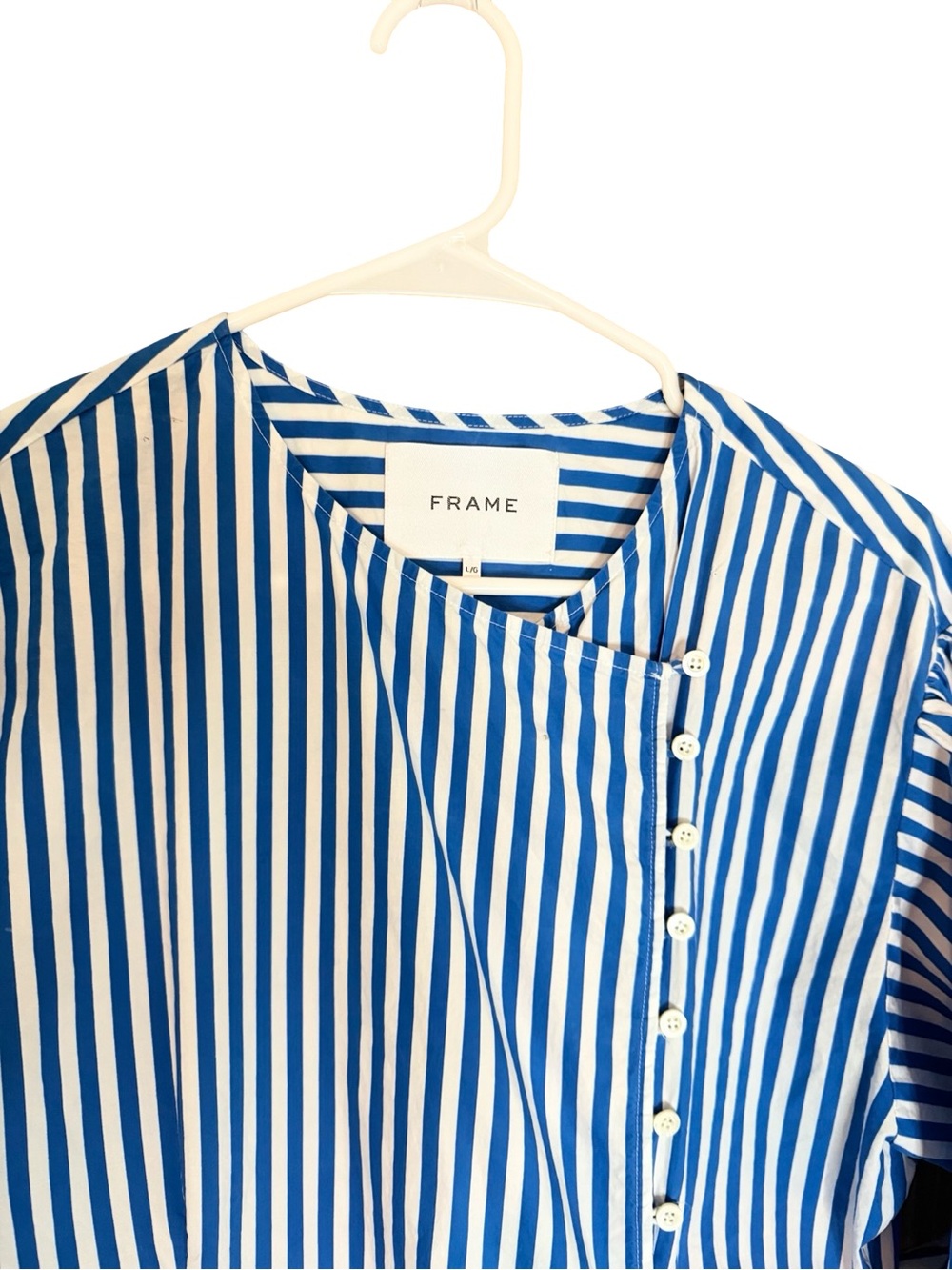 Frame Blue Striped Dress Size Large 100% Organic Cotton - Picture 3 of 9